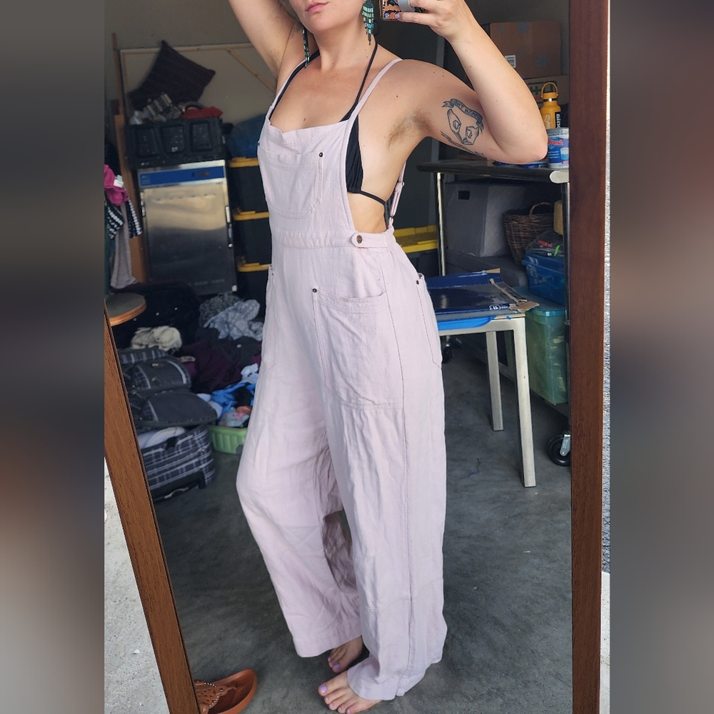 Women's Light Pink Denim Overalls